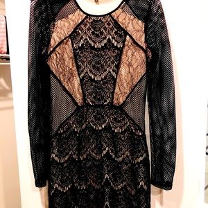NWOT Express Black/Nude Lace Dress SZ M